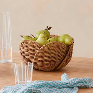 Natural Rattan <b>Tray</b> Round Flower Shape, <b>Tray</b> for Serving Food, Candy, Fruit, Kitchen Utensils - Product Image 2