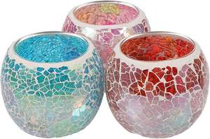 Artistic Mosaic Tea Light Holder With Multicolor <b>Reflective</b> <b>Glass</b> Design Classic Mosaic Tea Light Holder For Dining Table - Product Image 6