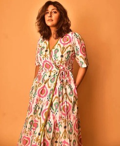 Vestido Mini de Algodón Tejido a Mano con Estampado Floral Indio, Elegante para Fiesta, Natural, Personalizado, Regalo para Novia en Venta - Product Image 3