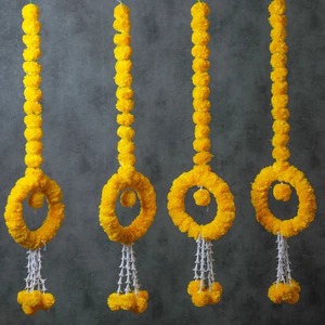 Eco Friendly Haldi telón de fondo Artificial Marigold Garland Tuberose para decoración elegancia sagrada hecho a mano Marigold Garland. - Product Image 1