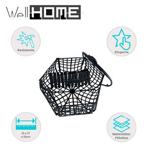 Panier en plastique noir Well Home avec ensemble de pinces à linge pour l'organisation et le rangement du linge - Product Image 2