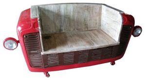 Sofá de medio coche de hierro y madera industrial vintage restaurado de fabricante de muebles de hotel al por mayor de coches indios antiguos usados - Product Image 4