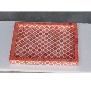 Bandeja de servicio de ágata con incrustaciones de hueso para comedor elegante - Product Image 3