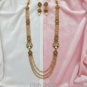 Beautiful Designer Antique Ethnic 3 Layer Beaded Mala Necklace <b>Set</b> High Gold Polish Ideal for Party Wear Festivals - Product Image 1