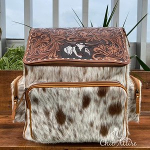 New 2025 High Quality Unisex Fashion Custom Logo <b>Hand</b> Tooled Cowhide Leather <b>Laptop</b> Backpacks Genuine Leather Diaper Backpack - Product Image 1