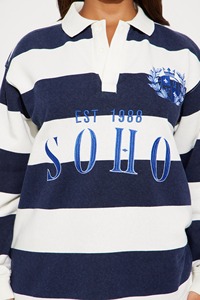 เสื้อโปโลแขนยาวแบบปักพิมพ์ลายได้รับความนิยมสูงสุดสำหรับผู้หญิงเสื้อยืดโอเวอร์ไซส์ทรงหลวมระบายอากาศได้สำหรับผู้หญิง - Product Image 2