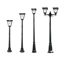 Lámpara de Jardín de Aluminio Fundido a Presión de Alta Calidad para Exteriores, IP65, LED AC, Personalizada, Estilo Europeo Antiguo, 4 Lámparas, Poste Grande