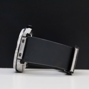Custom Iced Out Classic Fusion Style <b>Watch</b> Men's Luxury Diamond Black Dial Automatic Rubber Strap Hip Hop Jewelry Gift - Product Image 3