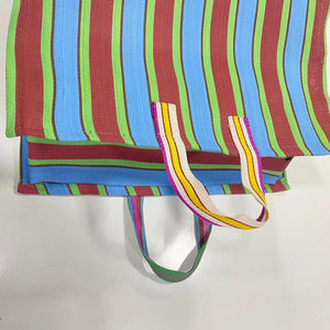 Sacs à provisions rayés écologiques tissés en nylon PP recyclés durables fabriqués en plastique polypropylène - Product Image 1