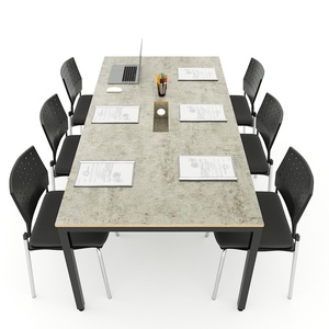 Uconcept HBUC054-200x100cm Minimalist Style Plywood Conference <b>Table</b> with Iron <b>Legs</b> <b>Adjustable</b> for Office or Hotel Use - Product Image 2