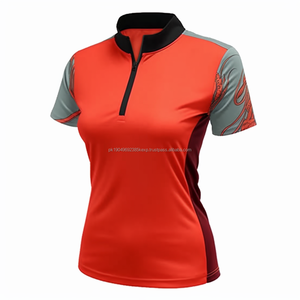 Performance Fabric Custom Logo Lady Camiseta de golf de manga corta 14 Zip Neck Mujeres Ropa de golf Black Ladies Sport Polo T-shirts - Product Image 2