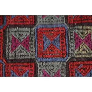 Tapis turc à accents ethniques, tapis vintage 4,8x3,9 pieds, tapis en laine rayé rouge - Product Image 5