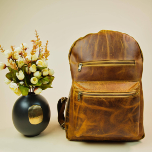 Sac à dos en cuir marron Style Vintage pour hommes et femmes, sac de voyage de grande capacité pour le bureau - Product Image 2