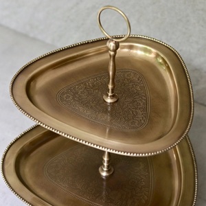 Premium Quality Metal <b>Cake</b> Serving <b>Stand</b> with 2 <b>Tier</b> Gold Finished Dinnerware Food and Snacks Serving <b>Stand</b> for Centerpiece - Product Image 3
