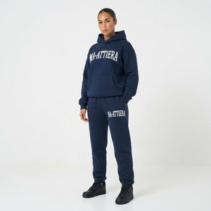 <b>Womens</b> <b>Navy</b> Blue Fleece Hoodie Tracksuit Set Pullover Sweatshirt Jogger Pants Matching Casual Streetwear Loungewear - Product Image 1