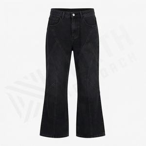 Jeans évasés pour femmes de haute qualité, personnalisables, grande taille, décontractés, avec trous, franges, broderie, couleur personnalisée, pantalon en coton - Product Image 1