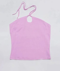 Camisetas sin mangas sexis de verano para mujer, ropa de mujer a la moda, Tops cortos, precio barato, Color rosa claro, sin mangas, transpirable - Product Image 4