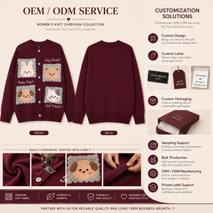 Cárdigan de punto estilo americano 2026 con estampado de oso de dibujos animados y letras divertidas, antipilling, holgado, para otoño, estilo coreano, largo, para hombre y mujer - Product Image 3