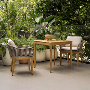 Contemporary <b>Outdoor</b> Garden Set 2 Seater Solid Teak Weather Resistant Cushions Non <b>Foldable</b> - Product Image 1