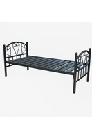 Lit simple en métal avec motif cœur décoratif, cadre de lit en fer pour chambre de location ou dortoir