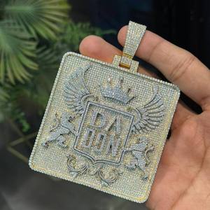 Pendentif en diamant Moissanite taille ronde glacé Pendentif de style Hip Hop Cadeau de mariage pour homme en argent sterling 925 - Product Image 5