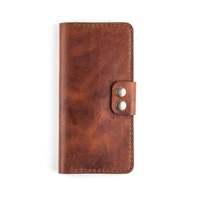 Penutup Kulit Vintage Elegan dengan Logo Kustom, Tempat Kartu & Paspor Buatan Tangan, Organizer Perjalanan Keluarga Pendek, Tersedia RFID, Terbuka
