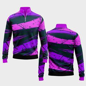 Vêtements de sport modernes personnalisés à fermeture éclair quart hommes femmes jeunes pull d'équipe à séchage rapide - Product Image 4