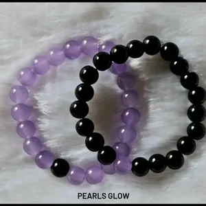 Juego de 2 Pulseras de Cuentas de Vidrio Brillantes y Únicas, Joyería de Plástico Minimalista y Moderna para Fiestas - Product Image 2