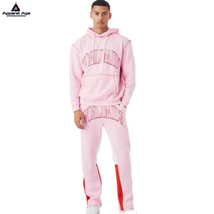 Pantalon de survêtement évasé personnalisé en Offre Spéciale Ensemble de sweats à capuche Costume de jogging en coton respirant avec broderie Survêtements en détresse pour hommes - Product Image 1