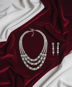 High Quality AD <b>Bridal</b> Jewellery <b>Set</b> Women Wedding Party <b>Necklace</b> Earrings <b>Set</b> Trendy Traditional Ethnic Fashion Accessories - Product Image 4