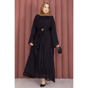 Robe de soirée vintage en mousseline noire avec broche dorée intégrée, boléro, tailles XS-XXL, coupe trapèze, robe de bal, silhouette droite, taille empire - Product Image 4