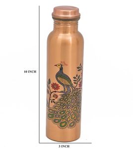 Premium 2L Pure Copper Gym Bottle Peacock Design Durable Rust-Proof Anti-Oxidant Lacquer 500ml Direct <b>Drinking</b> <b>Plastic</b> Drinkware - Product Image 2