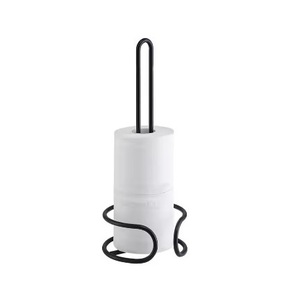 Vente en gros Porte-papier de soie moderne en métal sur pied Organisateur de salle de bain fini nickel Porte-papier hygiénique de meilleure qualité - Product Image 5