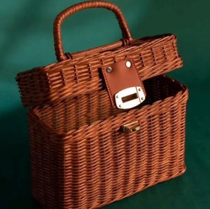 Sac de pique-nique vintage en rotin tressé à la main, sac à main en osier vintage avec poignée, sac en paille bohème pour l'été - Product Image 2