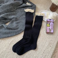 Haute qualité automne hiver femmes dentelle bord longues chaussettes Style doux genou haute Slouch chaussettes
