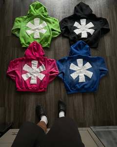 Streetwear lourd en détresse sweat à capuche zippé et pantalon de survêtement 100% coton hommes personnalisé lavé à l'acide ensembles de survêtement Vintage - Product Image 2