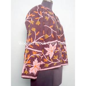 Indian Embroidery Quilted Eco-Friendly Cotton <b>Jacket</b> <b>Women</b> Winter Wear Heavy Double Pocket Bridesmaid Gift Front closure <b>jacket</b> - Product Image 4