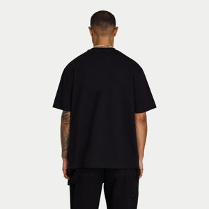 Camisetas de algodón Heavyweight 100% para hombre, logotipo personalizado con serigrafía, ajuste holgado, ropa de calle de color negro sólido, camiseta para hombre - Product Image 6