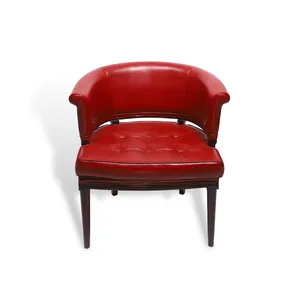 Silla clásica moderna de cuero rojo con marco de madera y dimensiones L25xW21xH31 para uso en el hogar, oficina, sala de estar, apartamento - Product Image 2