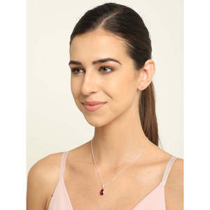 Pendentif en forme de larme rouge sang en argent sterling 925 plaqué rhodium avec zircone suisse, cadeau pour femmes et filles - Product Image 4