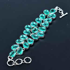 ทำด้วยมือ925เงินสเตอร์ลิงสร้อยข้อมือผู้หญิงปรับได้อัญมณีควอตซ์สีเขียวเครื่องประดับแฟชั่นของขวัญน่ารัก - Product Image 4