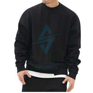 Custom Logo Embroidery Oversize Cotton Crew Neck Sweatshirts Winter Streetwear Solid 360g Breathable Quick Dry - Product Image 1