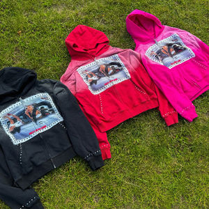 New Wholesale Fashion Man Clothes Custom logo Color Block Heavyweight <b>Fleece</b> <b>Hoodie</b> <b>Oversized</b> Cropped Streetwear Hoodies Men - Product Image 2