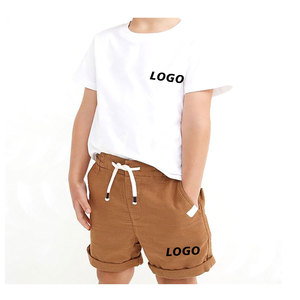 Conjunto de camiseta y pantalón unisex para niños, chándal transpirable, estampado de algodón, patrón sólido, cremallera frontal, traje de verano de talla grande para niños y niñas - Product Image 6