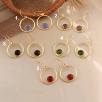 Mélange de bijoux légers coloré hydro quartz pierres précieuses balancent boucle d'oreille à la main plaqué or boho cercle goutte cadeau minimal pour elle