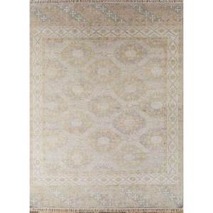 Alfombra de Lana Anudada a Mano Erbe PKWL-960, Tono Dorado, Versátil, Rectangular 9x12, Diseño de Medallón Abstracto, para Pasillo, Entrada, Hogar - Product Image 4