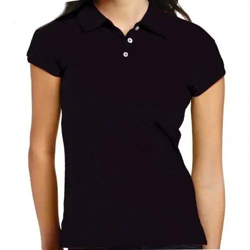 Wholesale Customize Logo Black Color 100% Cotton High Quality Export Oriented Short Sleeve Polo Neck Polo Shirt For Women's