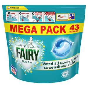 <b>Fairy</b> Non Bio PODS Washing Liquid Capsules, For Sensitive Skin, 86 Washes (43x2) - Product Image 1