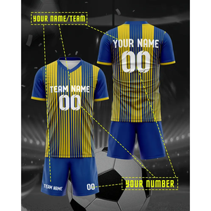 Camiseta de Fútbol para Hombre, Cómoda y Transpirable, con Nombre y Número Personalizados, Color Amarillo, Estilo Fútbol Americano, Corte Automatizado - Product Image 3