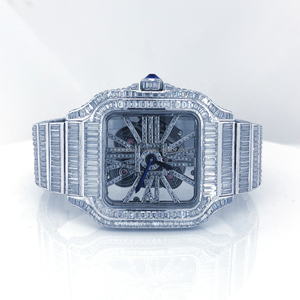 นาฬิกาประดับเพชรสีขาวทองทำจากน้ำแข็งคลาสสิกสำหรับปลูกในห้องทดลองแบบคลาสสิกนาฬิกาฮิปฮอปยอดนิยมสไตล์ Baguette CVD สำหรับ2024แร็ปเปอร์ - Product Image 1